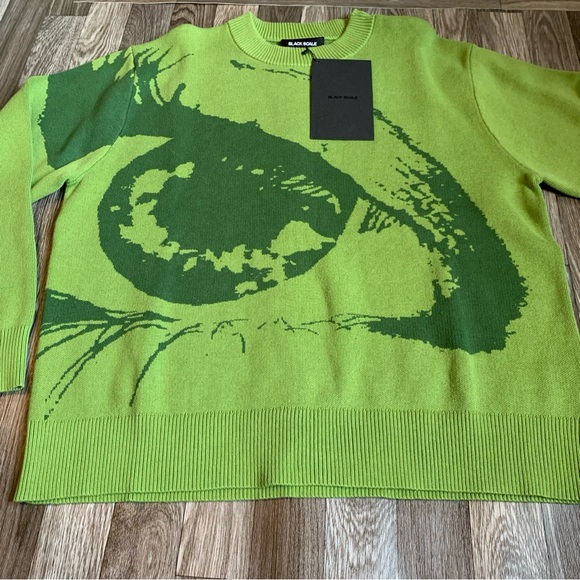 Black Scale Green Eye Design Men's Sweater - Picture 1 of 7